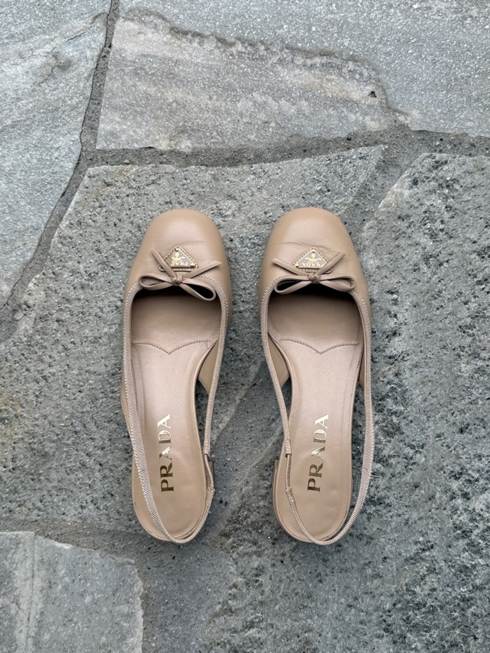 Prada Triangle Logo Bow Slingback Pump (Women's Size 5 US/35 EU)
